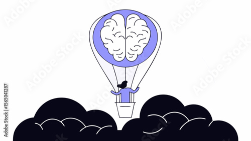 flying with the Brain Power Myth Creative Thinking Fantasy Vector Artwork