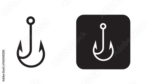 Hook icon logo. Fishing hook symbol. Fishing hook silhouette vector eps 10