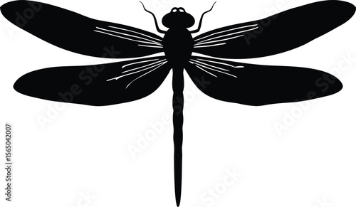 Black dragonfly silhouette clipart for scrapbooking and art projects