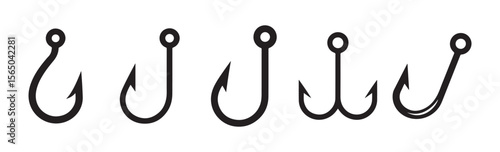 A collection of hook icons set. Catch fish symbol. Hook icon. Vector illustration eps 10