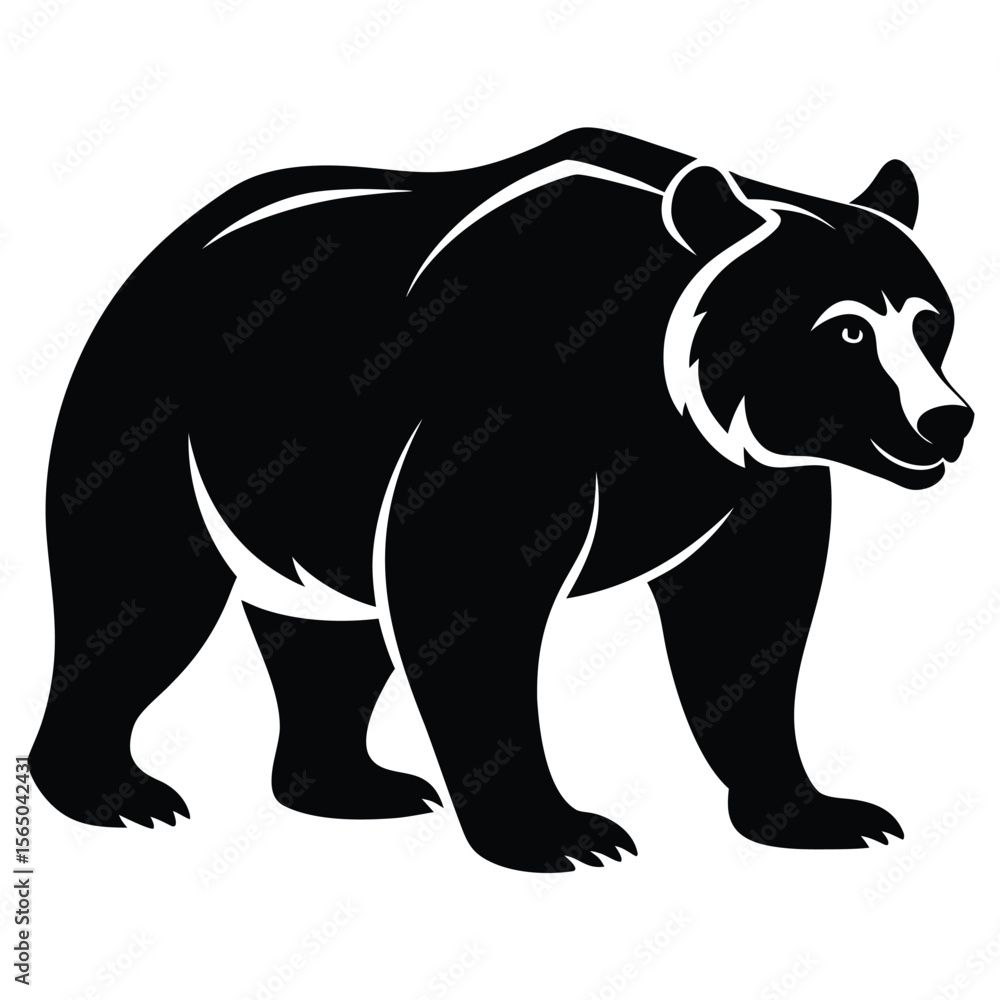 Fototapeta premium Majestic Black Bear Silhouette Powerful Wildlife Illustration