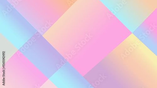 Abstract background with a shiny, holographic gradient composed of geometric shapes. A futuristic and magical design with a luminous, iridescent color palette.