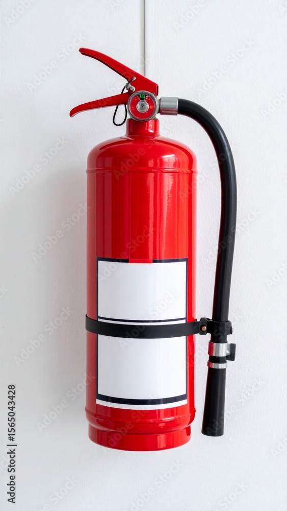 Obraz premium Red Fire Extinguisher on White Wall