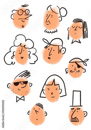 Illustrated Sketches of Faces of People