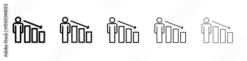 Attrition icon vector in editable stroke linear pictogram