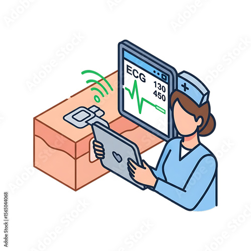 Worker scanning package with medical scanner.