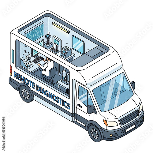 Mobile diagnostic van for field tests.