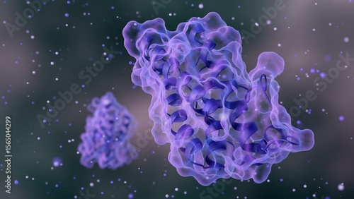 Quadro em tela 3D rendering of complex leptin protein molecular structures at a microscopic level
