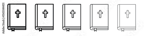 Bible icon vector in editable stroke linear pictogram