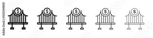 Bridging loan icon vector in editable stroke linear pictogram
