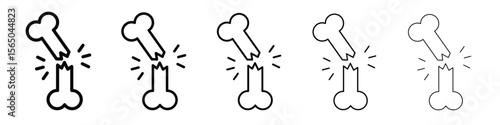 Broken bone icon vector in editable stroke linear pictogram