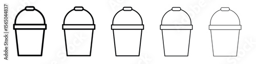 Bucket icon vector in editable stroke linear pictogram