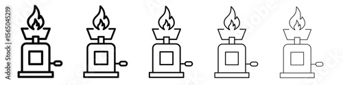 Camping gas icon vector in editable stroke linear pictogram