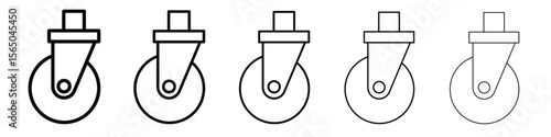 Cart trolley wheel icon vector in editable stroke linear pictogram