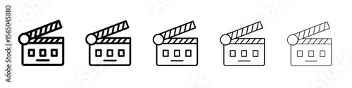 Cinema flapper icon vector in editable stroke linear pictogram