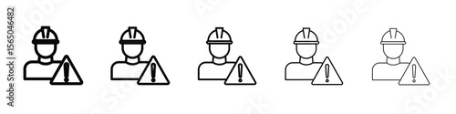 Construction risk icon vector in editable stroke linear pictogram