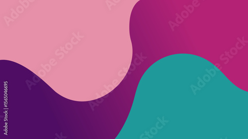 Abstract background with bold organic shapes in a sophisticated palette of deep purple, pink, and teal. A modern and moody design with a rich, contrasting color composition.
