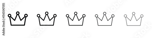 Crown icon vector in editable stroke linear pictogram