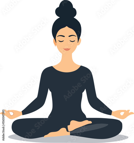 silhouette of a young woman meditating