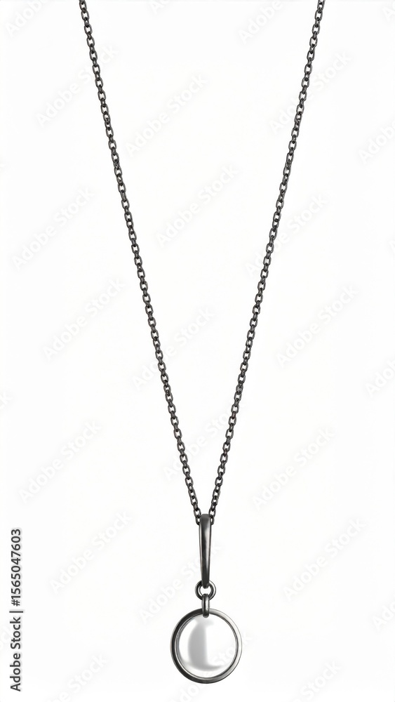 Silver Circle Pendant Necklace on Chain Silver Circle Pendant Necklace on Chain