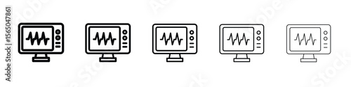 EKG monitor icon vector in editable stroke linear pictogram