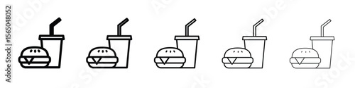 Fast food icon vector in editable stroke linear pictogram