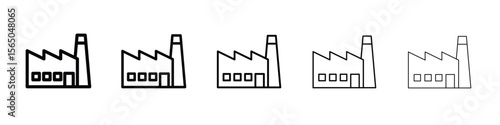 Factory icon vector in editable stroke linear pictogram