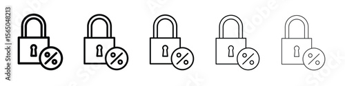 Fixed rate mortgage icon vector in editable stroke linear pictogram