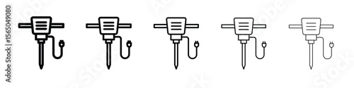 Hydraulic breaker icon vector in editable stroke linear pictogram