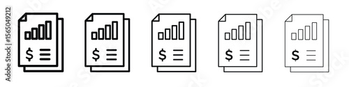 Income statement icon vector in editable stroke linear pictogram