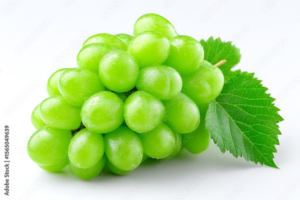 Fresh Green Grapes with Leaves Fresh Green Grapes with Leaves