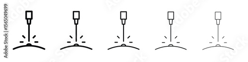 Laser machine icon vector in editable stroke linear pictogram