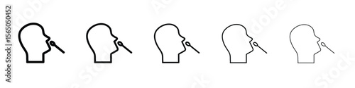 Nasal swab icon vector in editable stroke linear pictogram