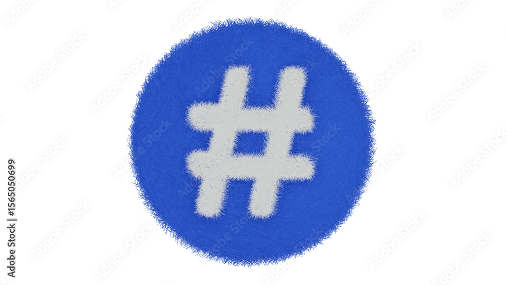 Obraz premium たくさんの柔らかい毛の生えた、ハッシュタグのぬいぐるみ:背景透過