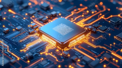 Close Up Computer Chip on Circuit Board