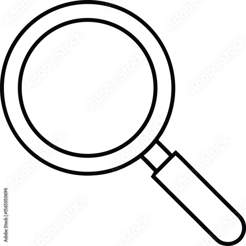 Clean line drawing of a magnifying glass for search and discovery concepts