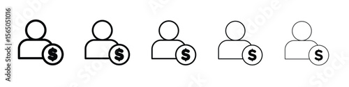 Personal loan icon vector in editable stroke linear pictogram