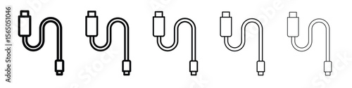 Phone cable icon vector in editable stroke linear pictogram