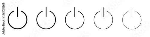 Power icon vector in editable stroke linear pictogram