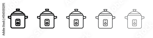 pressure cooker icon vector in editable stroke linear pictogram