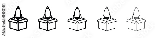 Product release icon vector in editable stroke linear pictogram