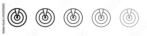 Radar detection icon vector in editable stroke linear pictogram