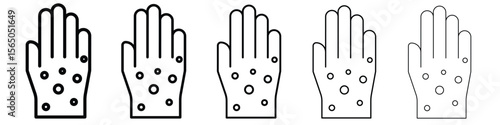 Rash hand icon vector in editable stroke linear pictogram