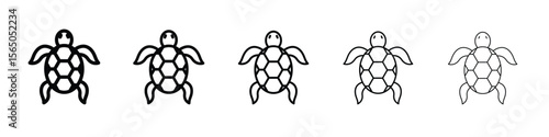 Sea turtle icon vector in editable stroke linear pictogram