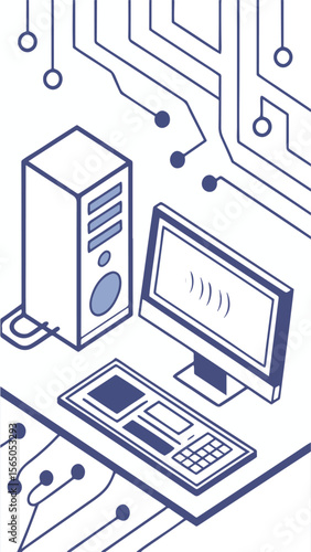 Wallpaper Mural Computer circuit board with technology and network concept illustration Torontodigital.ca