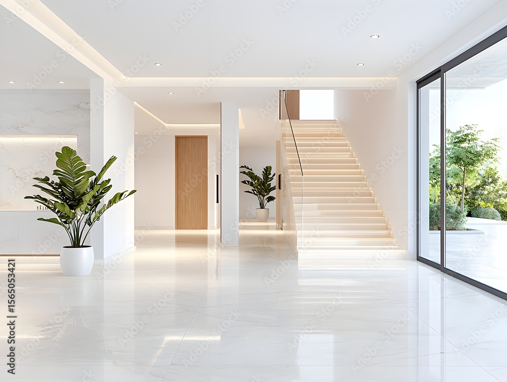Obraz premium Minimalist White Floor in Modern Setting