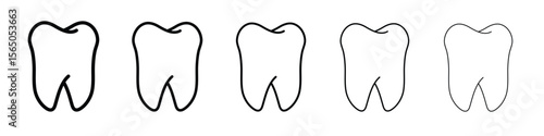 Tooth icon vector in editable stroke linear pictogram