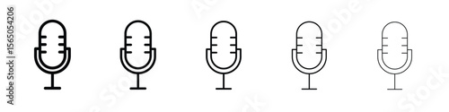 Voice recording icon vector in editable stroke linear pictogram