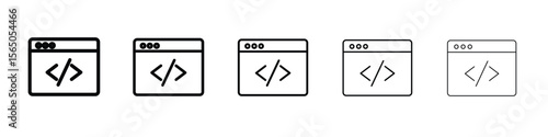 Web Code icon vector in editable stroke linear pictogram