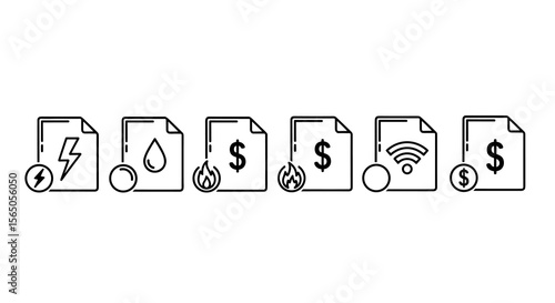 Utility bills, expense report, electricity, water, gas, wifi, cost, document, bill, money